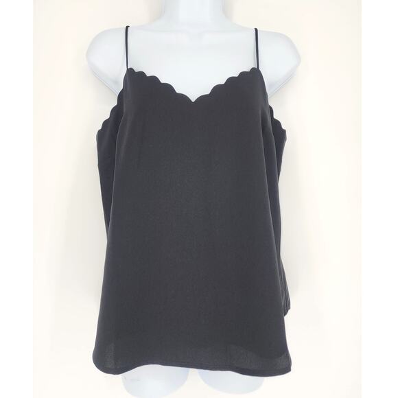 J.Crew Factory Scalloped Black Camisole Top Women’s Size 6 - Picture 2 of 7